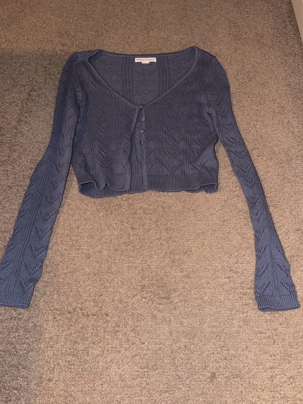 Aeropostale Blue Cropped Knit Cardigan